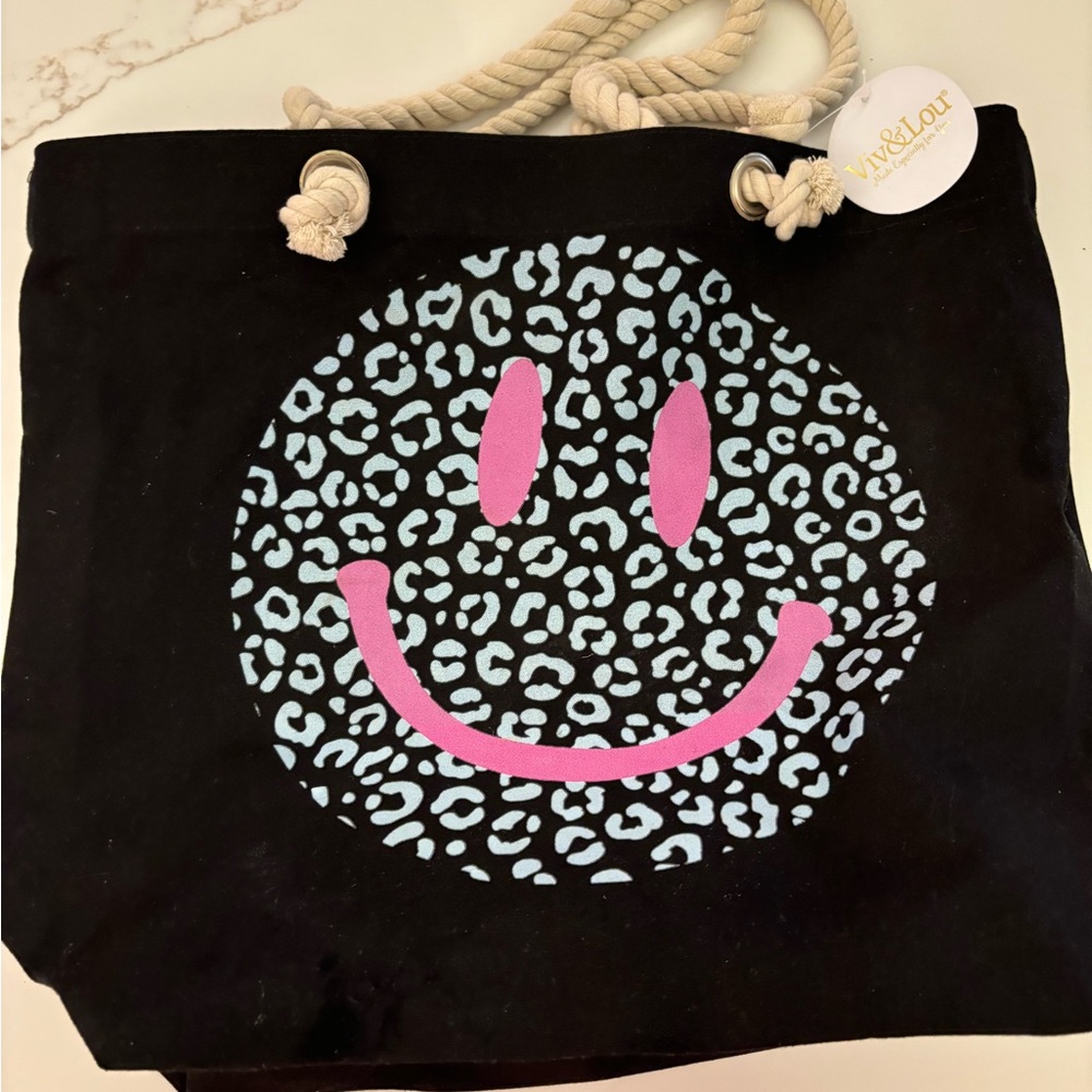 Cheetah Smiley Face Tote Bag